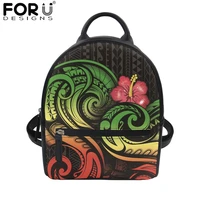 forudesigns womens backpack reggae color polynesian pattern with flower design small luxury pu leather soft backpack bolsa 2022