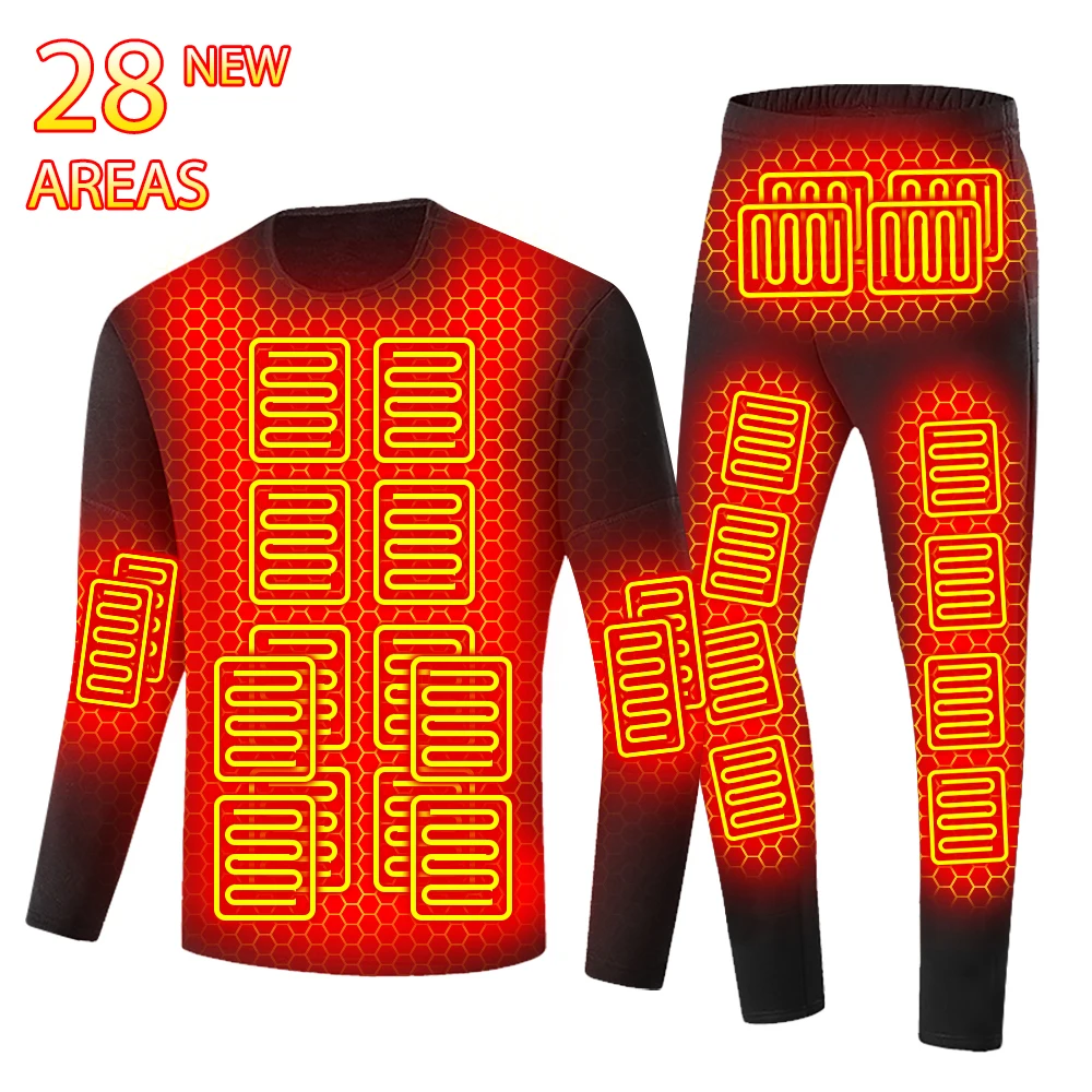 

Ski Thermal Heated Underwear Winter Warm Underwear Women Men 28 Areas Heating Jacket Winter Sports Electric Heated Equipment