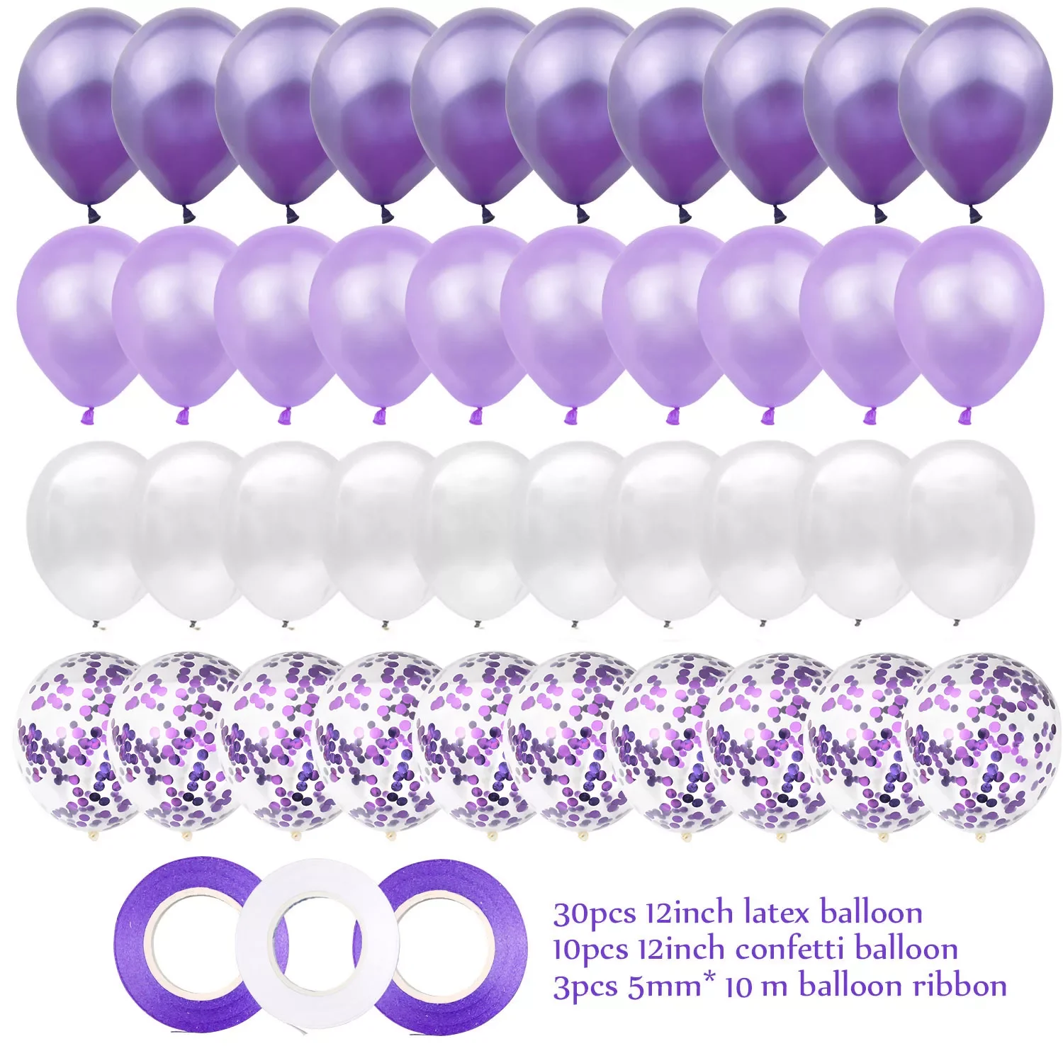 

40pcs 12inch Purple Latex Air Helium Balloons Baby Girl Birthday Party Decorations Kids Adults Wedding