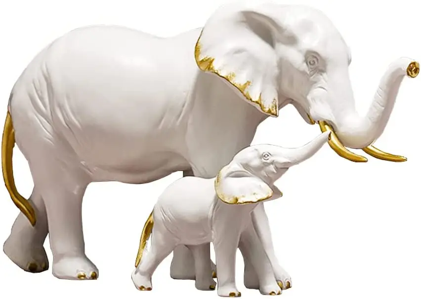 

Statue d'Éléphant Figurine d\u2019éléphant et d'éléphanteau Ornement Sculpture Vintage oeuvre Maison Bureau décor