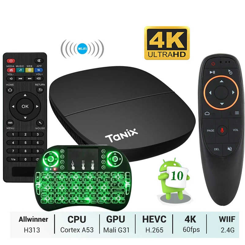 

ТВ-приставка Tanix A3 Allwinner H313 4K Android 10,0 H.265 Quad 2,4G Wifi Smart TV Box для Youtube Media Player