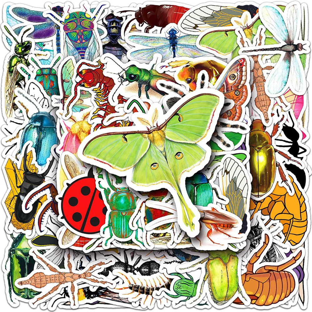 

10/30/50pcs Cartoon Vintage Insect Stickers Decals Graffiti DIY Laptop Skateboard Helmet Scrapbook Waterproof Kids Sticker Gifts