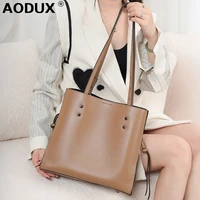 aodux excellent popular 100 genuine cow leather calfskin women shoulder bag female handbag top cowhide bucket bags satchel