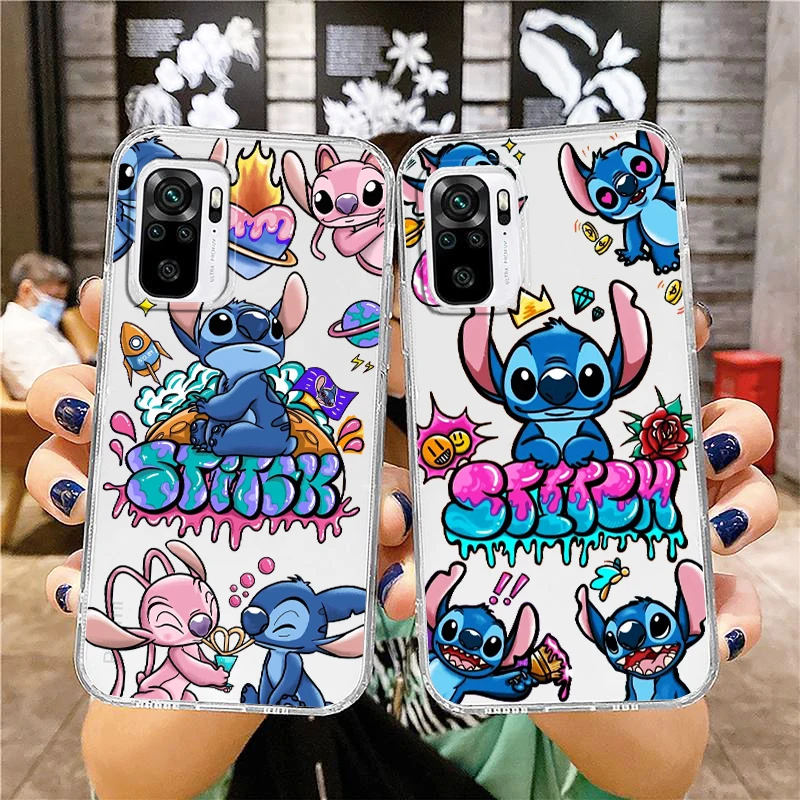 

Transparent Phone Case For Xiaomi Redmi Note 12 11E 11S 11 11T 10 10S 9 9T 9S 8T Pro Plus 5G Disney Baby Stitch Cute Cover Capa