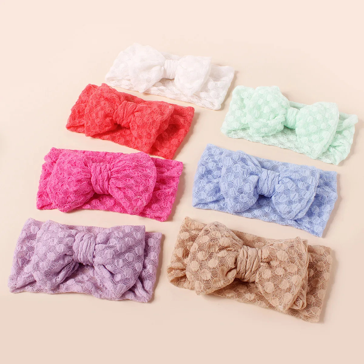 

Baby Girl Mesh Large Bow Headband Double Bowknot Kids Wide Lace Polka Dot Turban Newborn Soft Summer Nylon Hair Accessories