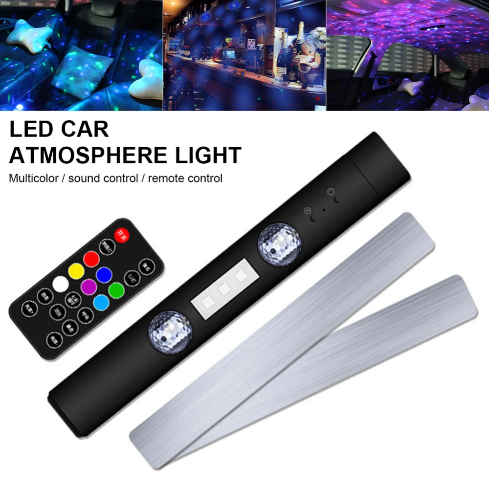 

L12 Car LED RGB Interior Atmosphere Light USB 5V Sound Control Wireless Roof Star Light Multiple Modes Auto Decor Ambient Light
