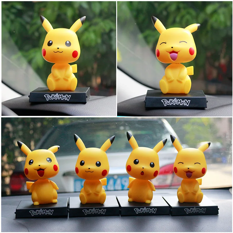 

4 Models Pokemon Pikachu Shakehead Figures Toys Model Kawaii Starry Sky Series Dream Doll Toys Car Ornaments Desk Ornament Gifts