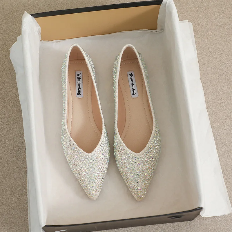 2023 Spring Summer Shoes Women Flats Pointed toe Soft Elegant Ladies Single Shoes Plus Size 42 A4747