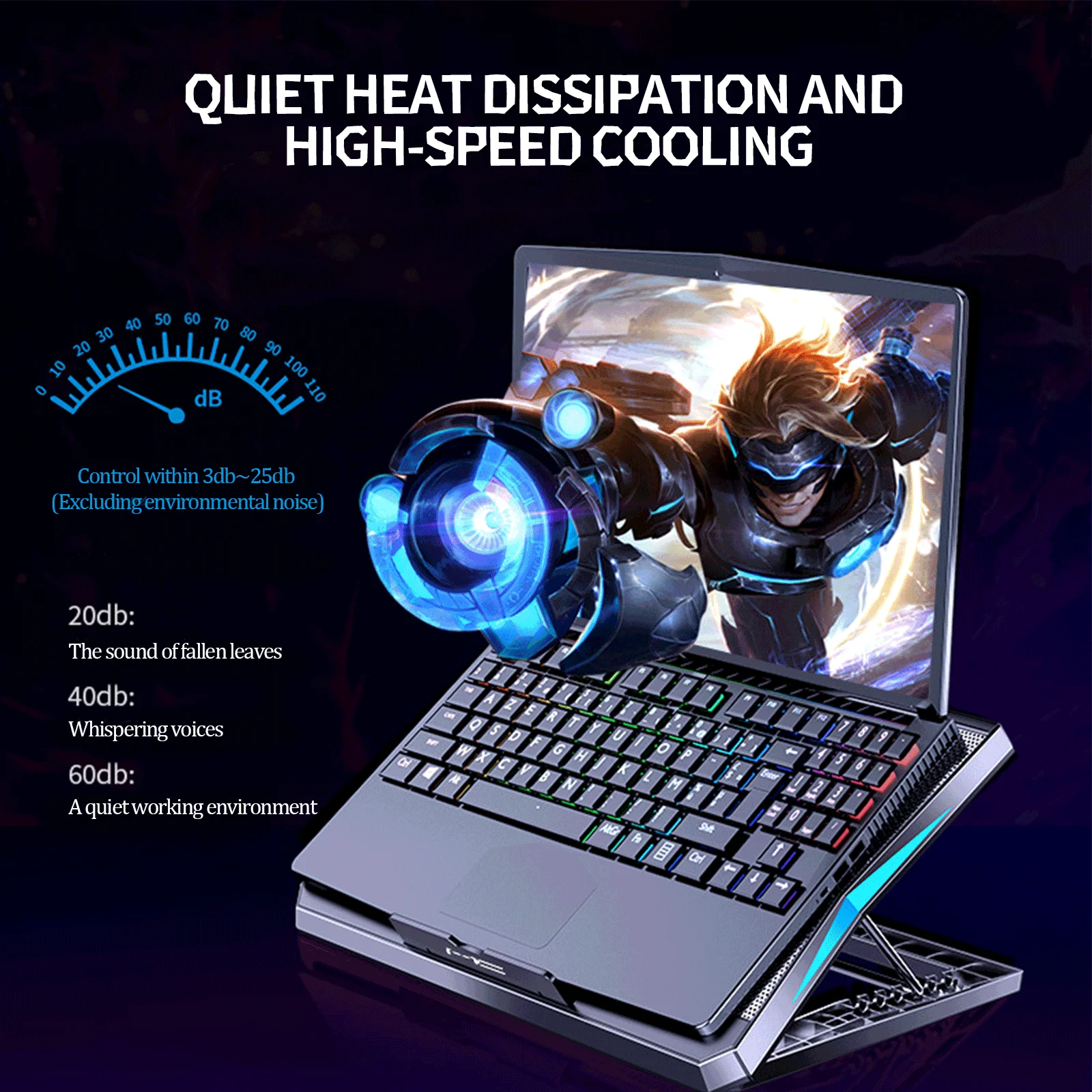 Фото Игры RGB Ноутбук Холодильник 2 USB порта 6 вентиляторов Игры Led Light Ноутбук Холодильник для 12 - 18 - дюймовых ноутбуков MacBook №2