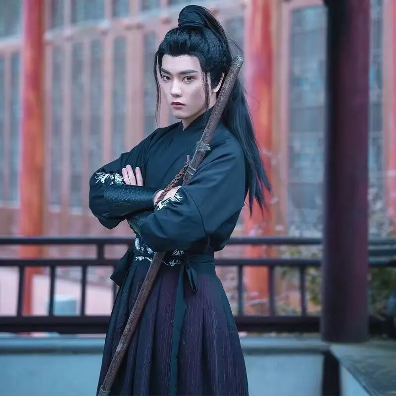 Hanfu мужской традиционный китайский косплей костюм Хэллоуин Cos древний черная и