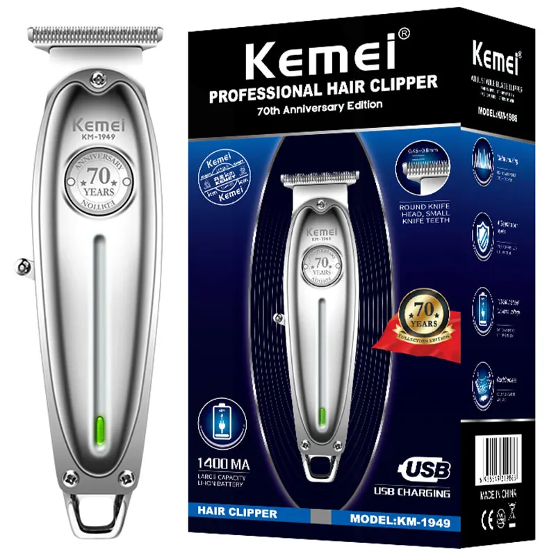

Kemei Men's Electric Hair Trimmer Kit Professional Cordless Hair Cutter Machine USB Rechargeable Clipper Barber Haircut Machine