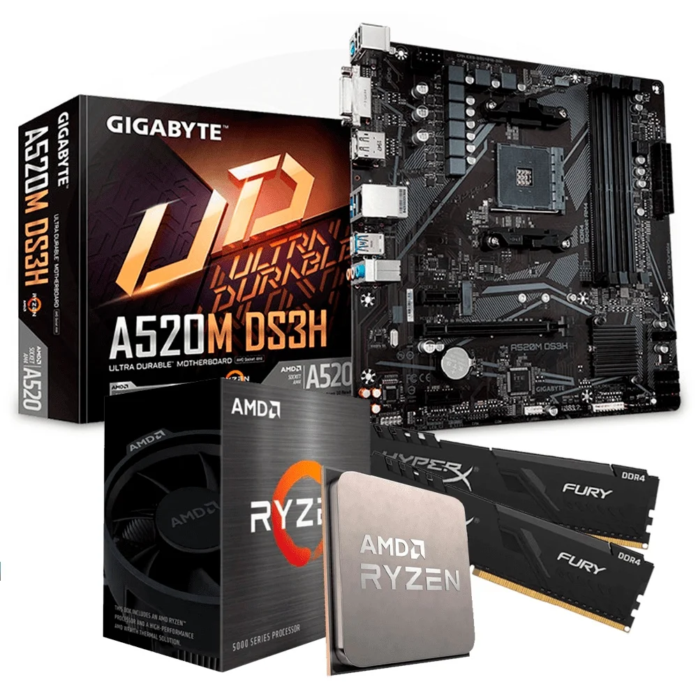 

Kit Upgrade AMD Ryzen 5 5600G Gigabyte A520M DS3H 16GB 3200Mhz (2x8GB) DDR4