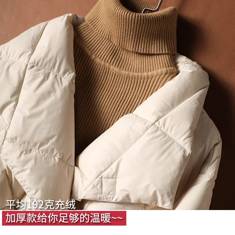 Fashion Design New Casaco Feminino Inverno 2022  90%  White Duck Down  Luxury Thin Puffer Jacket Women  Winter Coat Women