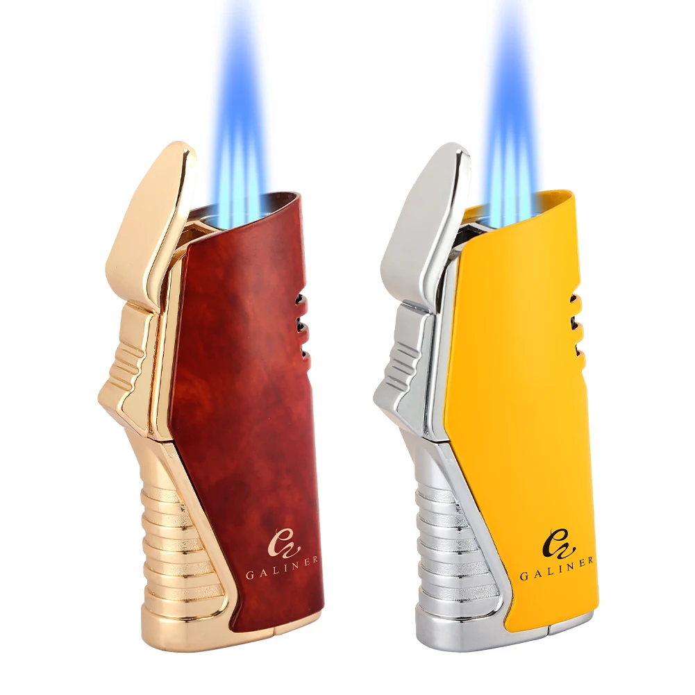 

GALINER Torch Lighter Cigar 3 Jet Flame Refillable With Cigar Punch Tobacco Accessories Tool For Puros Lighter Windproof