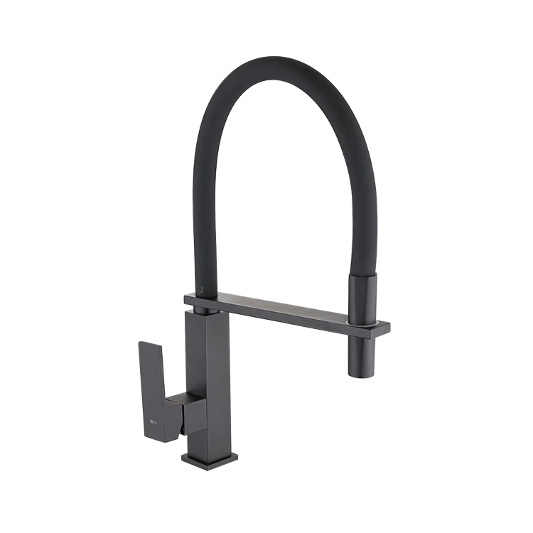 Enlarge Solid Brass Kitchen Faucet Pull Out Down Sink Mixer Tap 360 Swivel Spout Hot and Cold Water,Black 1405AYF