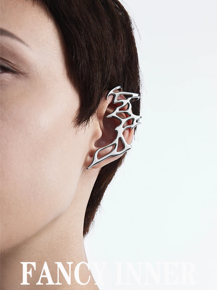 2022 New Trendy Ear Clip Earring Hollow Simple Geometric Metal No Ear Pierce Punk Cool Earrings for Women Men Couple Jewelry