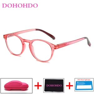 Imported DOHOHDO New Children Kids Anti-blue Light Eyeglasses Pink Red Round Glasses Frame Baby Prescription 