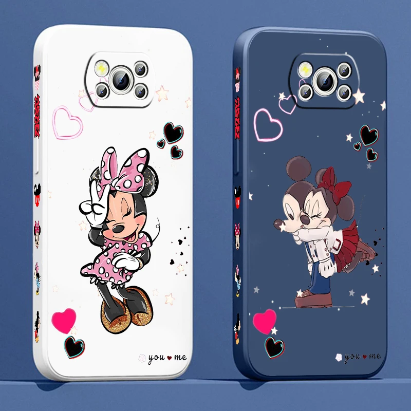 

Liquid Left Rope Phone Case For Xiaomi Mi Poco M5s M5 X4 X3 M4 M3 F4 F3 GT C50 Pro NFC 5G Mickey Minnie Disney Cute Art Cover