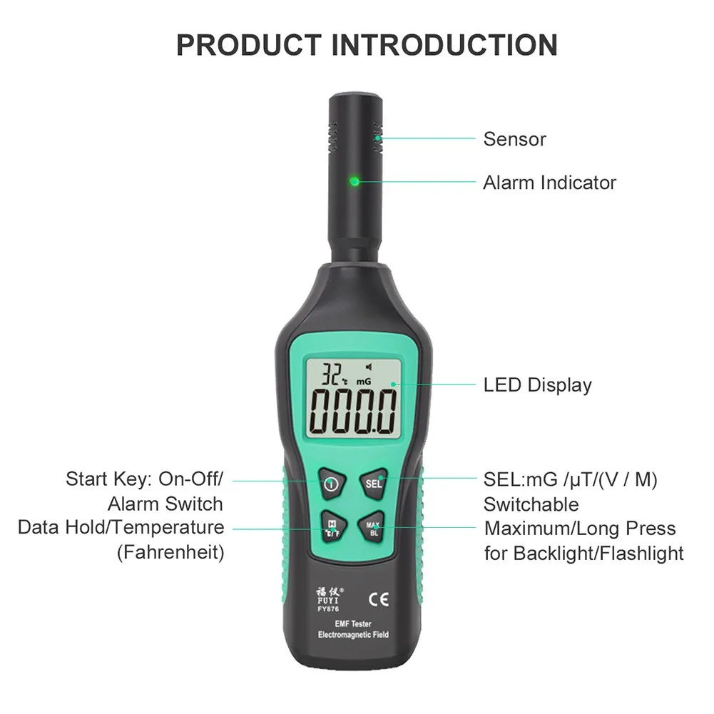 

Radiation Dosimeter EMF Meter Electromagnetic Radiation Detector Household High Precision Wave Radiation Tester Monitor