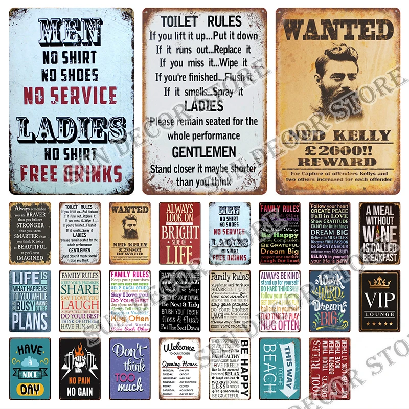 Настенный декор для вечерние ни ресторана металлическая табличка |