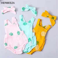 summer new newborn baby girl rompers cotton sleeveless girls infant bodysuits pineapple print casual suspender triangle jumpsuit
