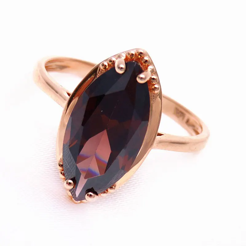 

585 purple gold 14K rose gold inlaid marquise engagement rings for women simple design light luxury jewelry for girlfriend gift