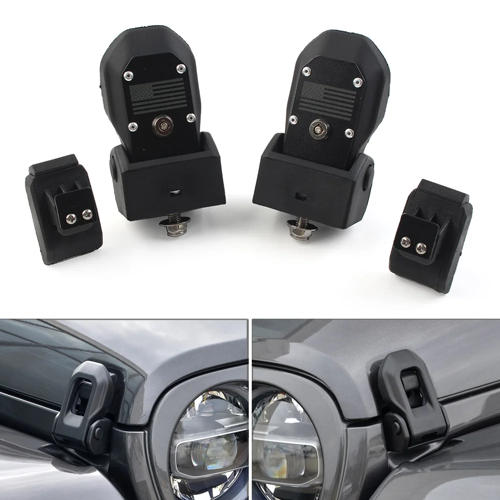 1Pair Black​ Auto Engine Lock Hood Latches Catch For Jeep Wrangler JL 2018-2023 Gladiator JT 2018-2022 Car Accessories