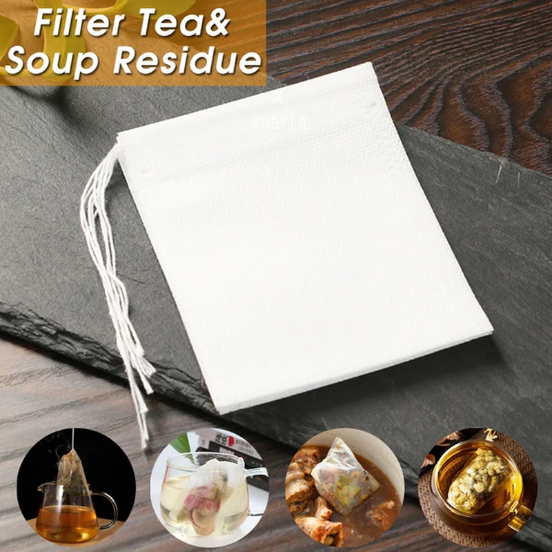 Одноразовые чайные пакетики 5-100 шт. фильтрующие для заварки чая со шнурком с