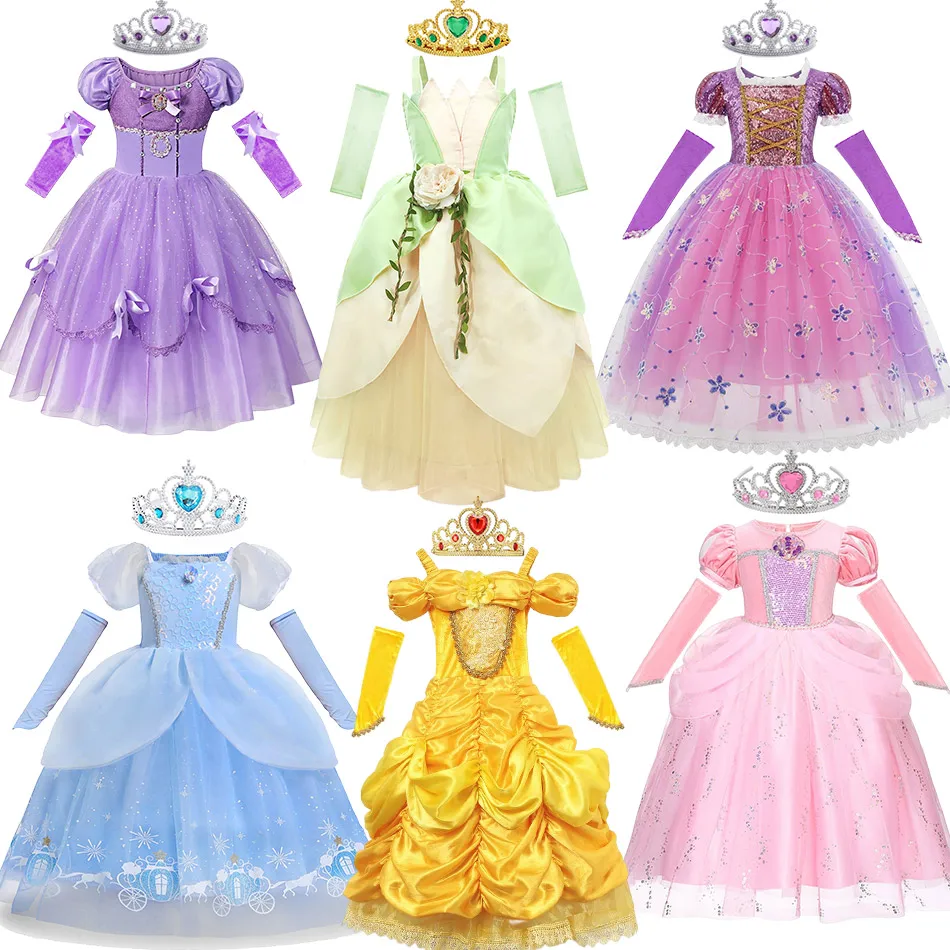 

Girl Birthday Ball Gown Princess Cinderella Party Ariel Dress up Fancy Rapunzel Disguise Garment Child Carnival Cosplay Attire