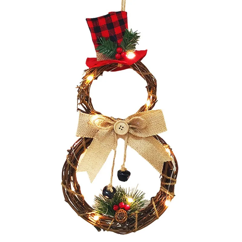 

Светодиодный венок, праздничное украшение для вечеринки «сделай сам», венок с лозой Санты, светодиодный венок, рождественское треугольное ...