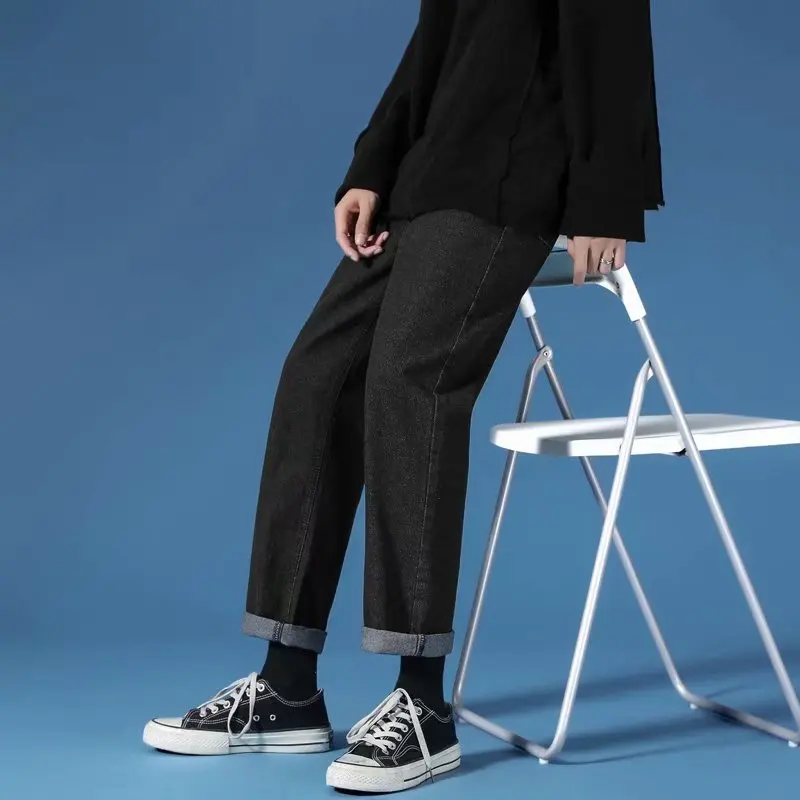 Men Jeans 2022 New Spring Streetwear Harajuku Loose Wide Leg Trousers Men Fashion Casual Y2K Hip Hop Korean Cotton Men Pants