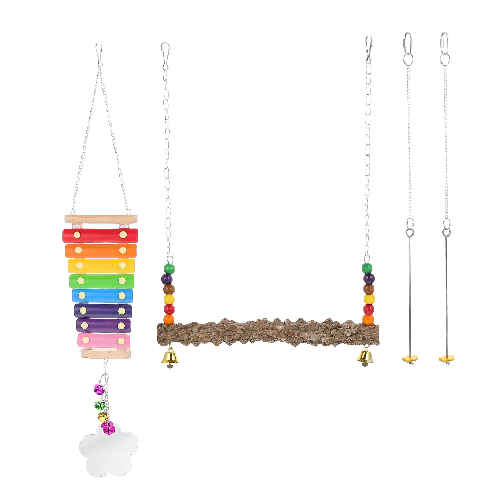 

1 Set Wooden Parrot Toys Hanging Parrot Chew Toys Funny Swing Toys Bird Biting Toys