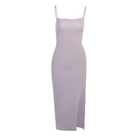 2022 new european and american ins sexy big backless strappy suspender dress slim temperament mid length sweater dress