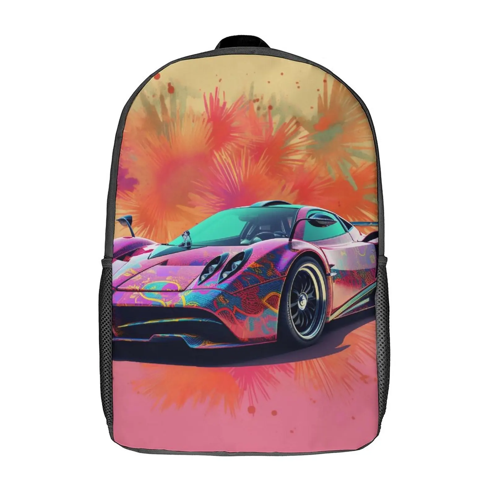 

Speed Sports Car Backpack Cover Art Neo Fauvism Male Polyester Outdoor Backpacks Soft Fun School Bags Rucksack