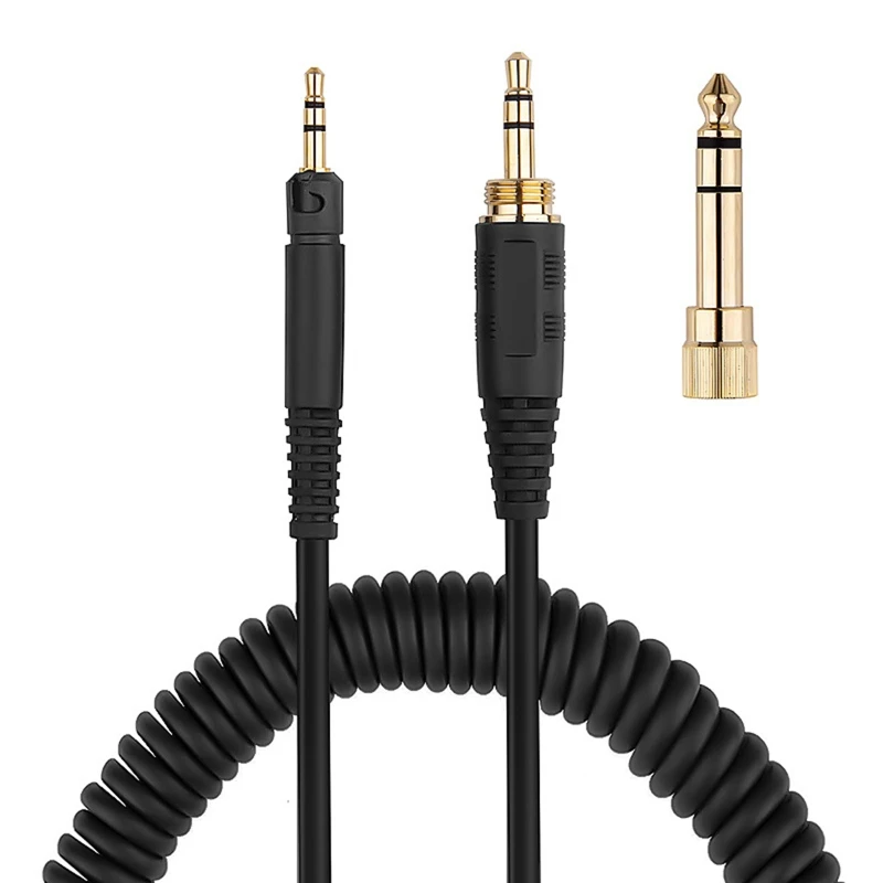 

3.5mm Extended Coiled Dj Cable Compatible for ATH M50X M40X Headphone Cable Universal Earphone Wire with 6.5mm Adapter