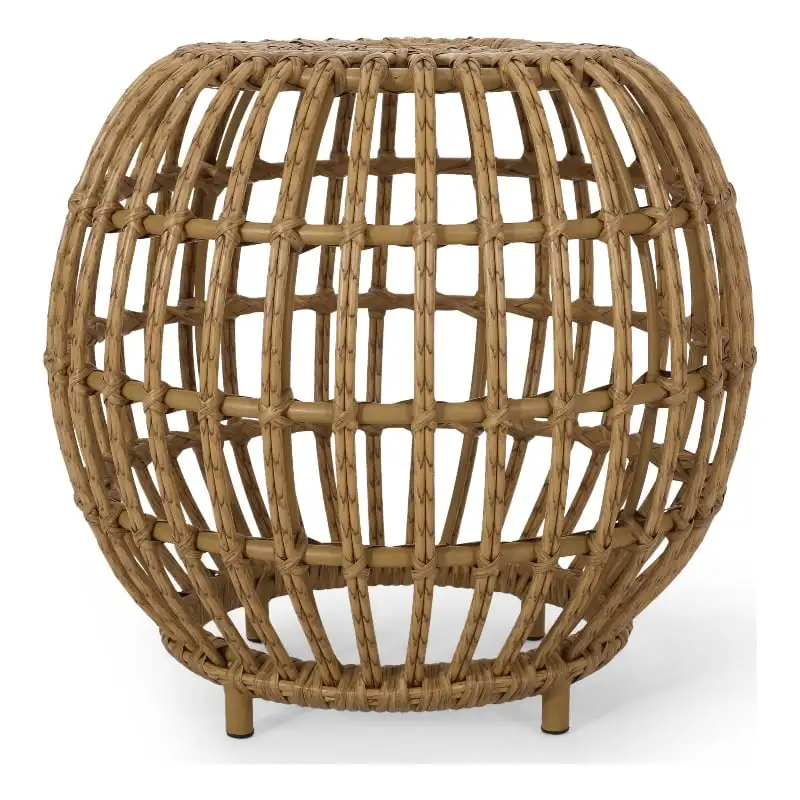 

Outdoor Wicker Side Table, Light Brown