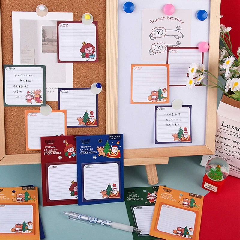 

10 Pcs Christmas Notes Pads Self-ashesive Notes Papers Mini Writing Pad 20 Sheets/Pad for Kids Boys Girls Christmas Gift