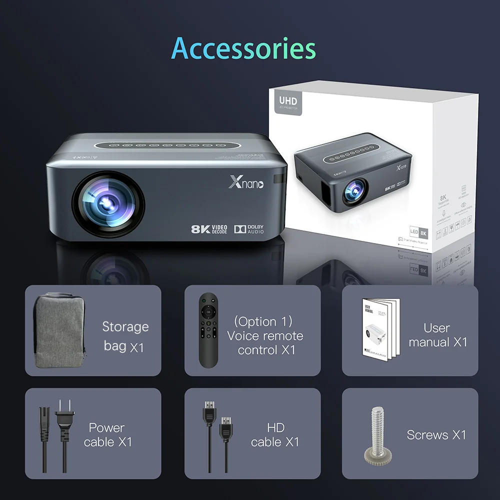 V VONTAR 8K декодирующий смарт-проектор 4k 1080p Full HD1920 * 1080P ЖК-проектор Android 9 2T2RWifi видео