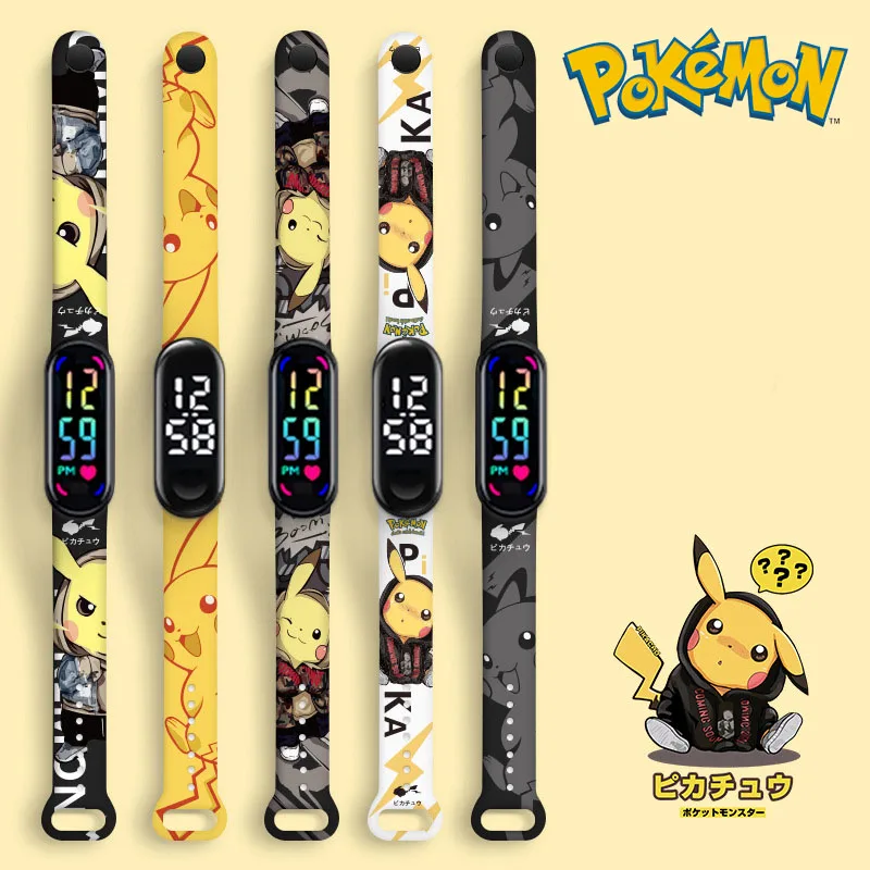 

Pokemon Cartoon Electronic Watch Pikachu Print Digital Wristwatch LED Touch Bracelet Waterproof Toys Children Birthday Gifts
