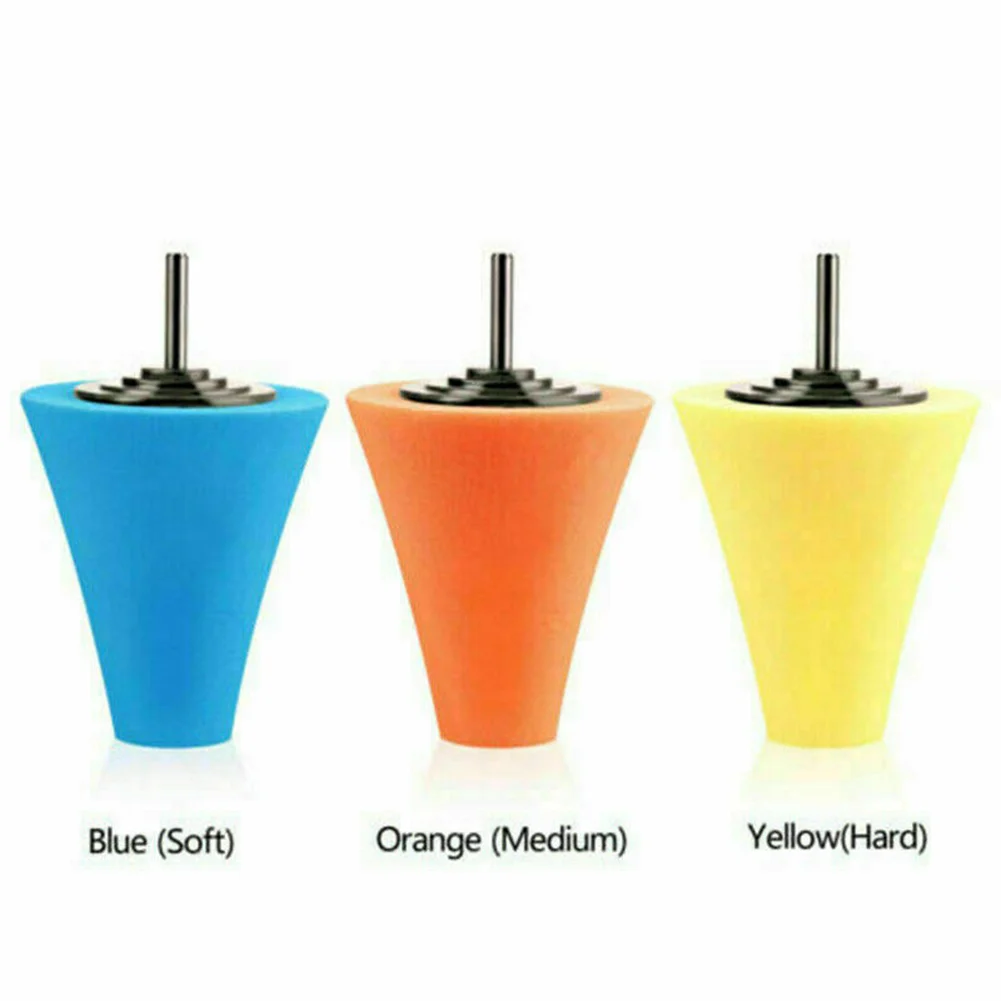 

5PCs Burnishing Foam Sponge Polishing Cone Shaped Buffing Pad Car Wheel Hub Tool Automotive Wheel Polishing Tools