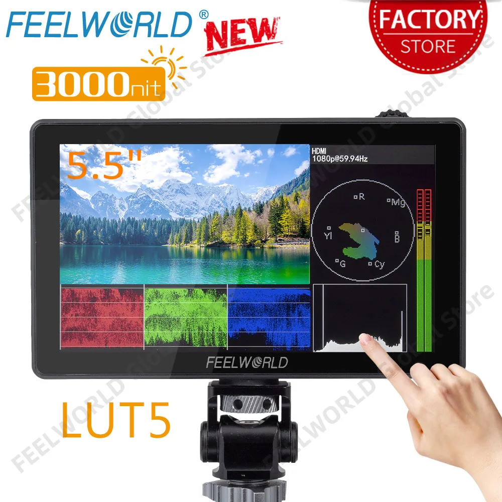 

Монитор для камеры FEELWORLD LUT5, 5,5 дюйма, нит, 4K, HDMI