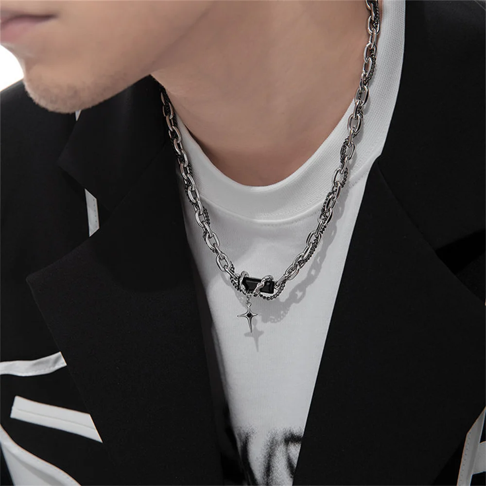

Fashion Cuban Punk Hip Hop Chain Cross Pendant Stainless Steel Necklace Men Women Choker Accessories For Frineds Jewelry Gift