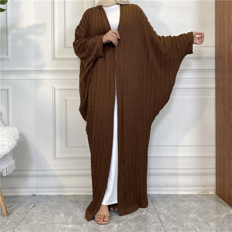 

Wepbel Kimono Batwing Sleeve Muslim Cardigan Sweater Outwear Knitted Open Abaya Women Islamic Clothing Large Coat Caftan Robe