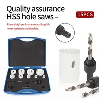 free shipping 15pc high quality hole saw cutting kitwoodworking metal stainless steel pipe cutting kit