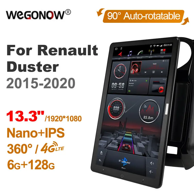 

1920*1080 Nano Ownice Android10.0 for Renault Duster 2015-2020 Car Radio Video Audio 13.3'' Rotatable 360 6G 128G Tesla Style