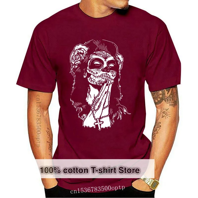 

New Mexican Skull Cotton T-ShirtTattooSkullRockMetalBikerGothSugarCandyTop