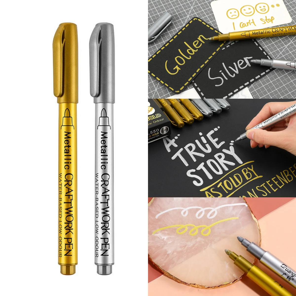 

6Pcs DIY Metal Waterproof Permanent Paint Marker Pens Gold Silver Craftwork Epoxy Resin Mold Pen Art painting Student Supplies