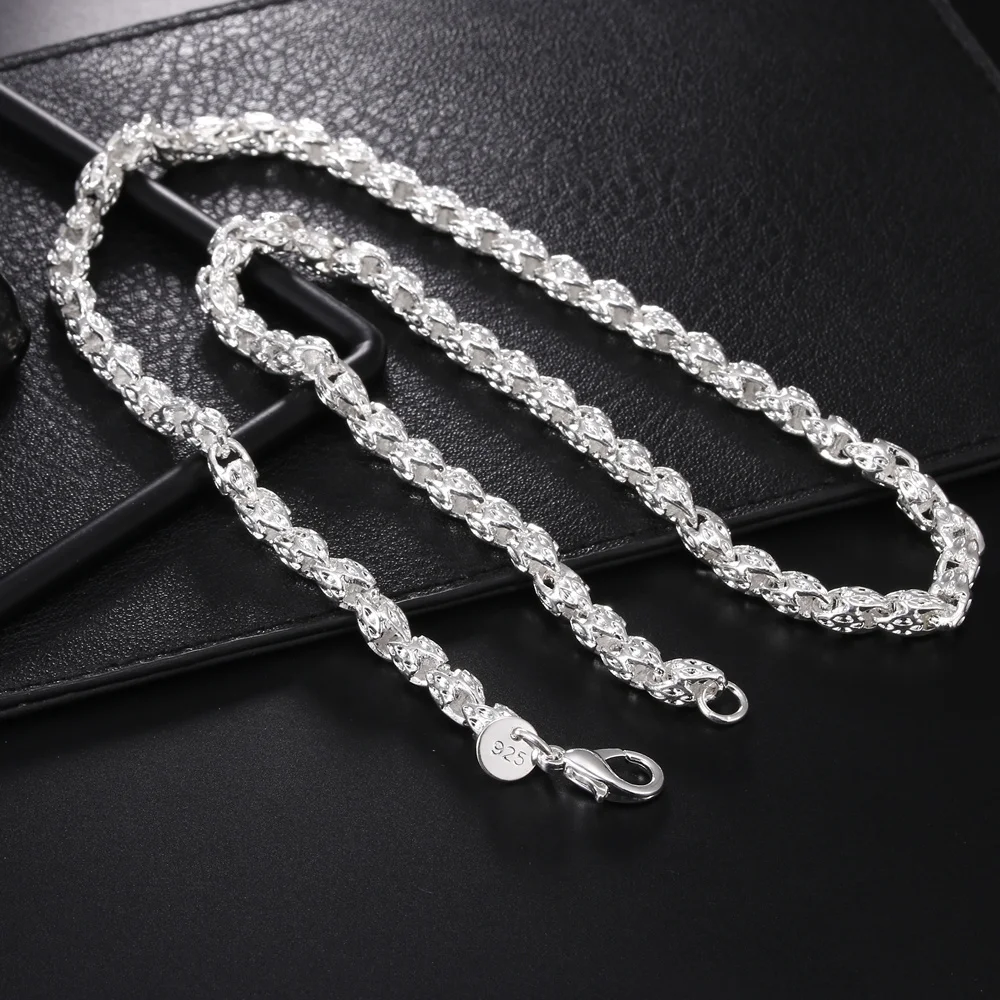 

Hot charms 925 Sterling Silver 5MM Faucet Chain 20-24Inch Necklace For Woman Man Fashion Wedding party Jewelry noble gift