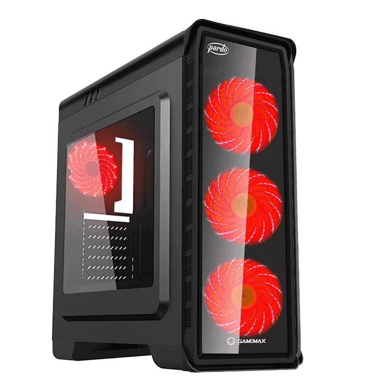 Игровой чехол GAMEMAX Pardo WT/BK ATX-Tower для ПК со светодиодным вентилятором акриловая