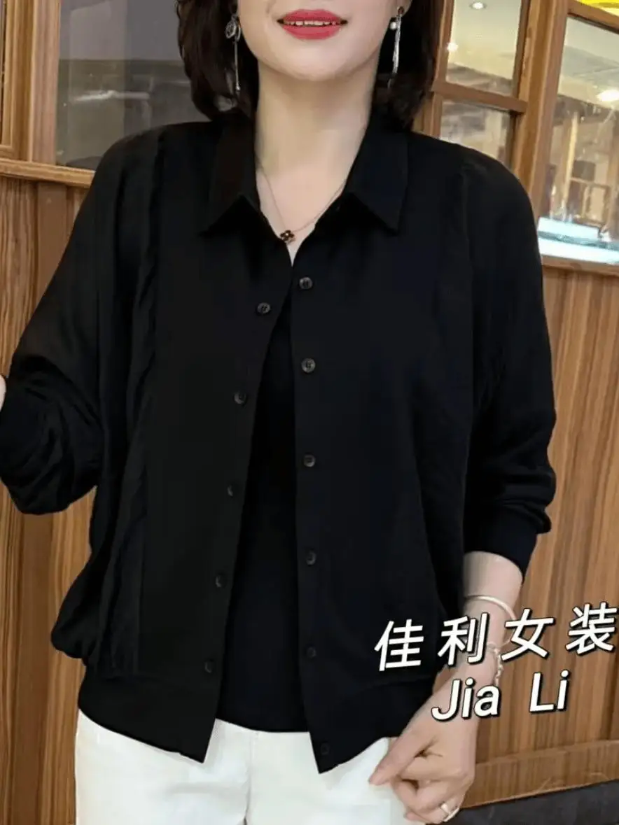 Autumn New Western Sle Hoodie Patchwork Lapel Age-Reducing Loose Casual Long sleeve Batwing Shirt Korean Cardigan Top...